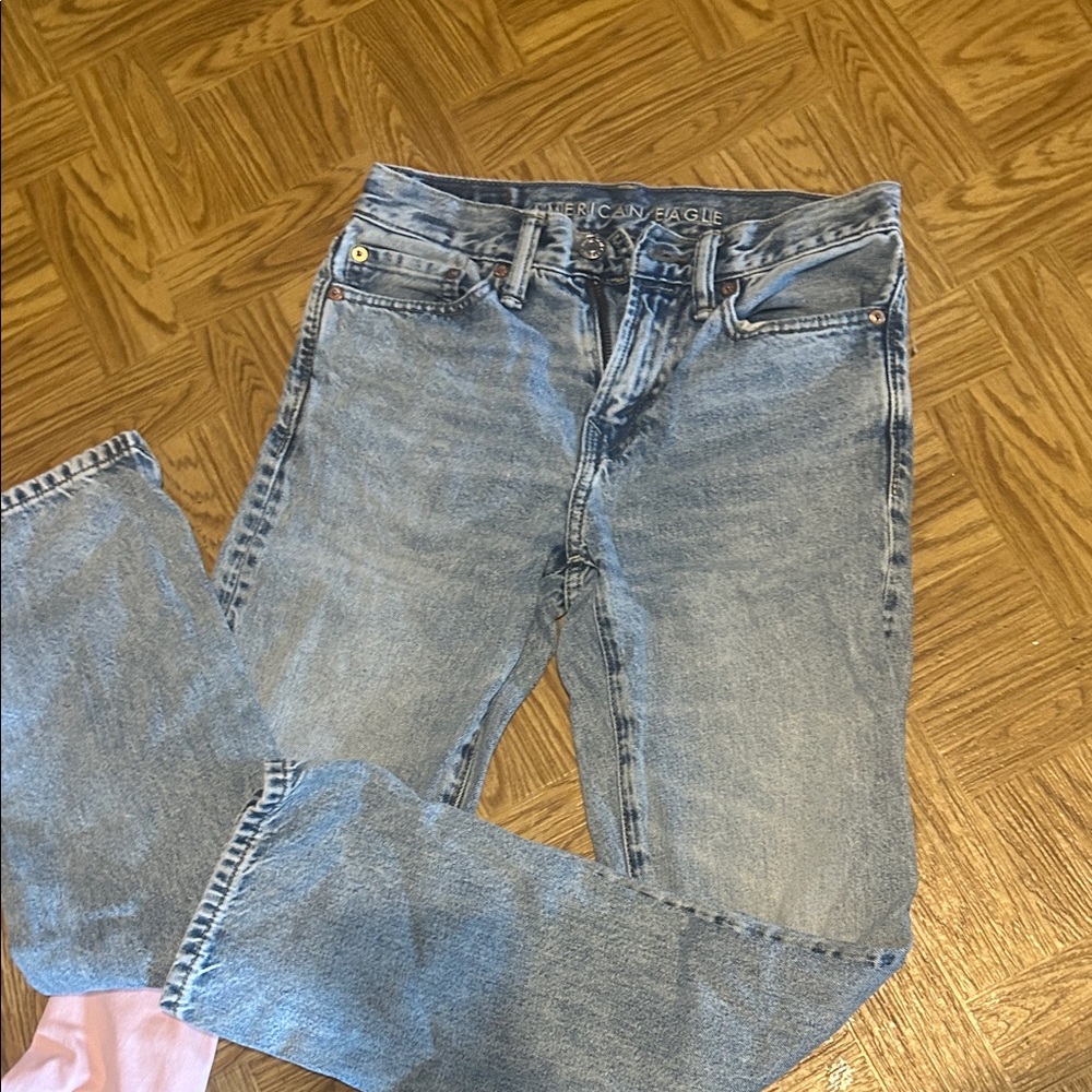 American Eagle Outfitters Women's Light Blue Straight Leg Jeans
